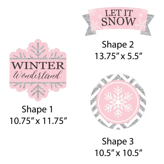 Big Dot of Happiness Pink Winter Wonderland - Hanging Porch Snowflake Birthday Party and Baby Shower Outdoor Decor - Front Door Decor - 3 Pc Sign {7}