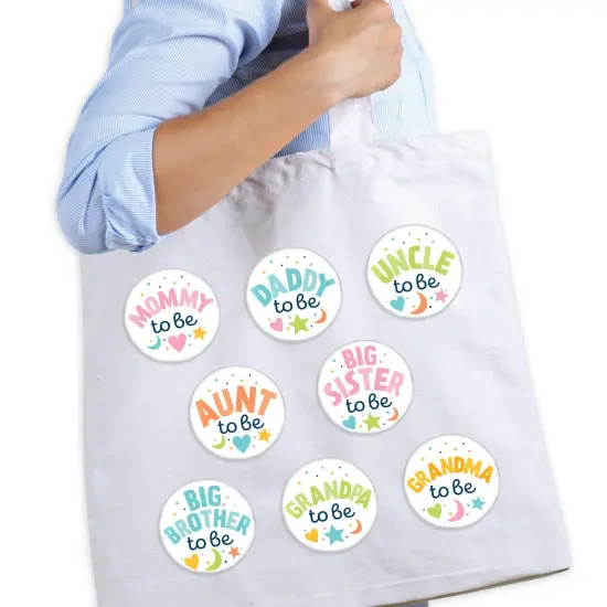 Big Dot of Happiness Colorful Baby Shower - 3 inch Gender Neutral Party Badge - Pinback Buttons - Set of 8 {3}