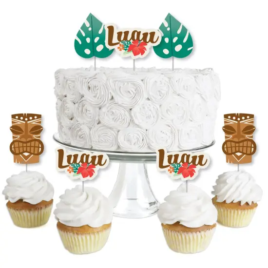 Big Dot of Happiness Tropical Luau - Dessert Cupcake Toppers - Hawaiian Beach Party Clear Treat Picks - Set of 24 {1}