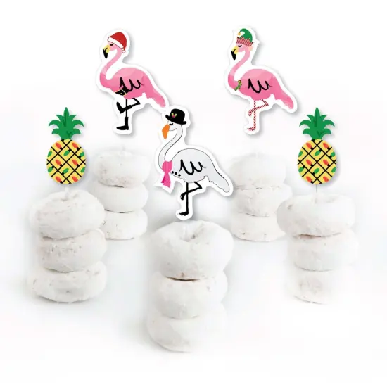 Big Dot of Happiness Flamingle Bells - Dessert Cupcake Toppers - Tropical Flamingo Christmas Clear Treat Picks - Set of 24 {3}