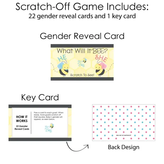 Big Dot of Happiness Boy Bee Gender Reveal - What Will It Bee Gender Reveal Scratch Off Cards - Baby Shower Game - 22 Count {6}