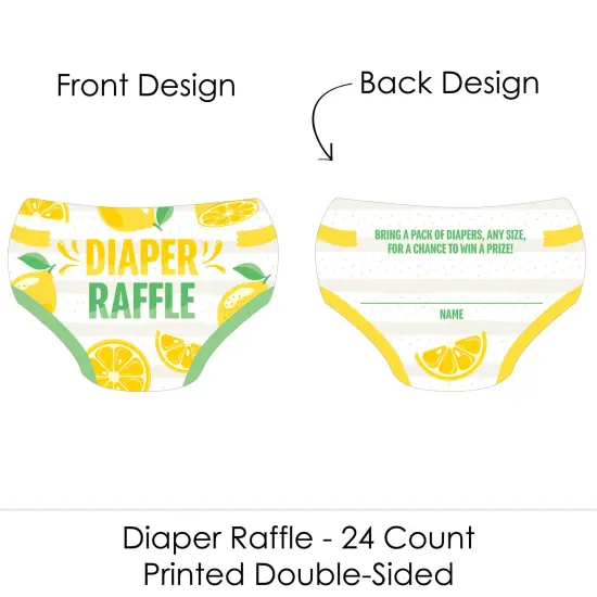 Big Dot of Happiness So Fresh - Lemon - Diaper Shaped Raffle Ticket Inserts - Citrus Lemonade Baby Shower Activities - Diaper Raffle Game - Set of 24 {3}