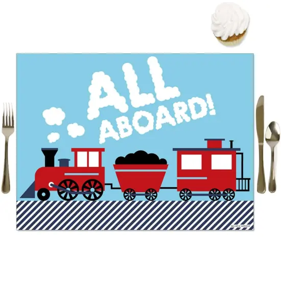 Big Dot of Happiness Railroad Party Crossing - Party Table Decorations - Steam Train Birthday Party or Baby Shower Placemats - Set of 16 {1}