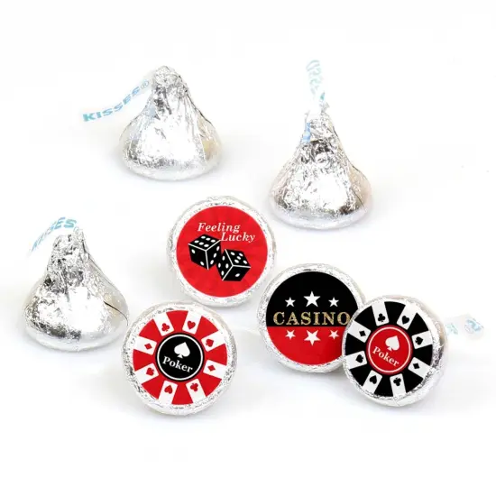 Big Dot of Happiness Las Vegas - Casino Party Round Candy Sticker Favors - Labels Fits Chocolate Candy (1 sheet of 108) {1}