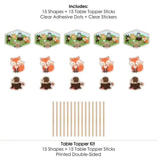 Big Dot of Happiness Woodland Creatures - Baby Shower or Birthday Party Centerpiece Sticks - Table Toppers - Set of 15 {7}