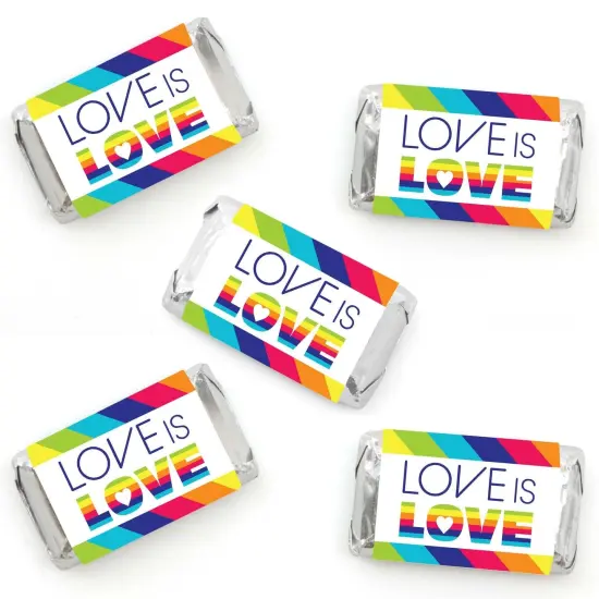 Big Dot of Happiness Love is Love - Pride - Mini Candy Bar Wrapper Stickers - Rainbow Party Small Favors - 40 Count {1}
