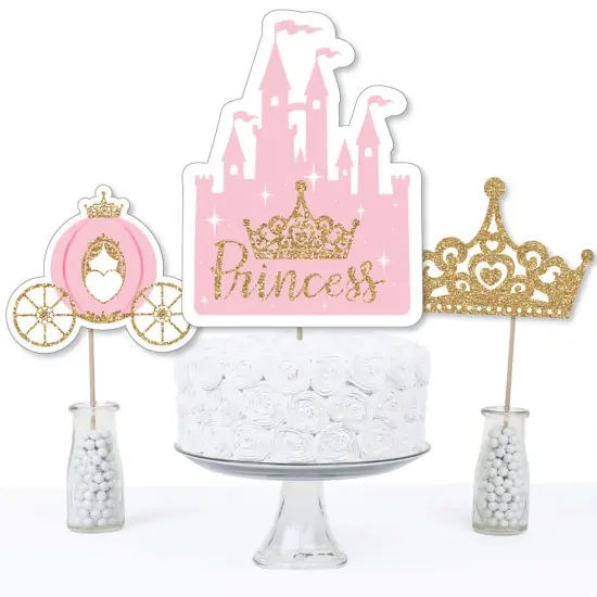 Big Dot of Happiness Little Princess Crown - Pink and Gold Princess Baby Shower or Birthday Party Centerpiece Sticks - Table Toppers - Set of 15 {4}