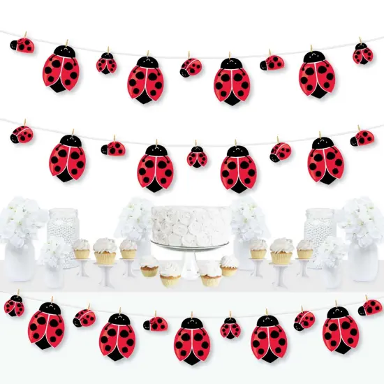 Big Dot of Happiness Happy Little Ladybug - Baby Shower or Birthday Party DIY Decorations - Clothespin Garland Banner - 44 Pieces {1}