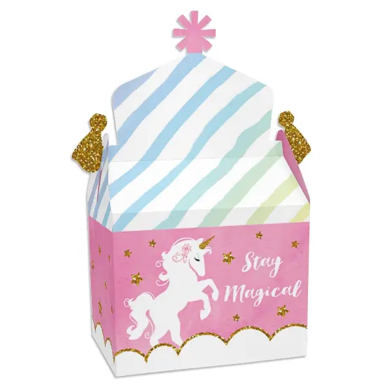 Big Dot of Happiness Rainbow Unicorn - Treat Box Party Favors - Magical Unicorn Baby Shower or Birthday Party Goodie Gable Boxes - Set of 12 {1}