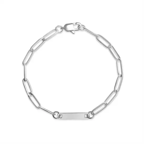 Stainless Steel Engravable Paperclip Bar Bracelet Gold {5}