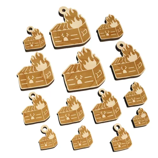 Sad Dumpster Fire Mini Wood Shape Charms Jewelry DIY Craft {2}