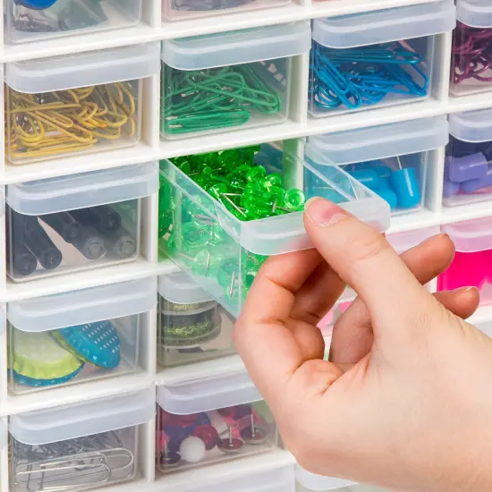 IRIS USA 64 Drawer Sewing, Craft, Hardware Parts Cabinet, White {5}