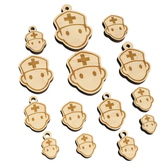 Occupation Medical Nurse Icon Mini Wood Shape Charms Jewelry DIY Craft {7}