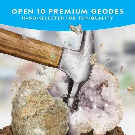 Break Open 10 Premium Geodes - Includes Goggles and Display Stands - Great STEM Science Kit, Geology Gift for Kids, Geodes Rocks Break Your Own, Toys for Boys and Girls {6}