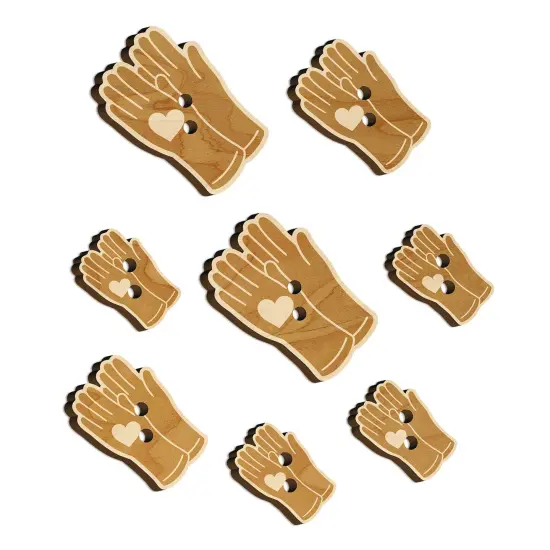Caring Rubber Gloves Sanitizing Heart Wood Buttons for Sewing Knitting Crochet DIY Craft {7}