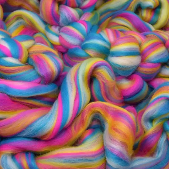 Colorful Designer Merino Wool Combed Top Roving for Spinning and Felting. Limited Edition. Malibu {3}