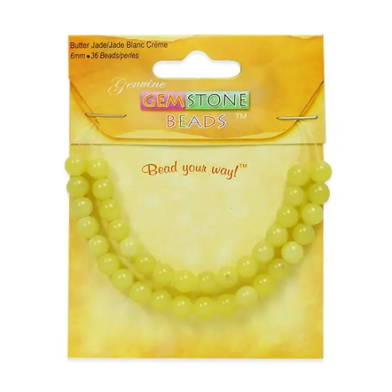 6 Packs of Butter Jade Beads - 6mm - 36 pcs. {1}