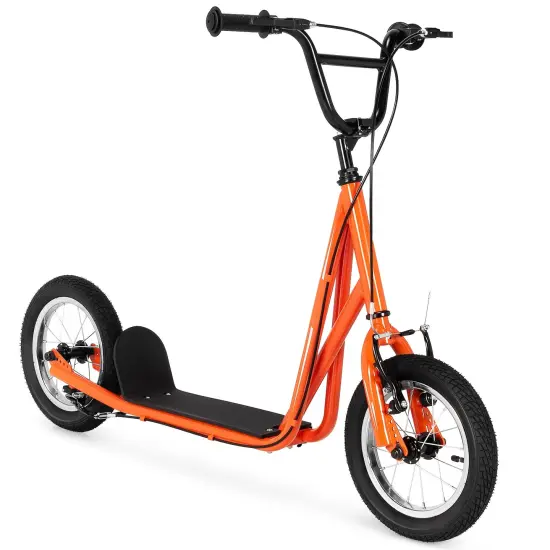 Height Adjustable Kid Kick Scooter with 12 Inch Air Filled Wheel Orange {3}