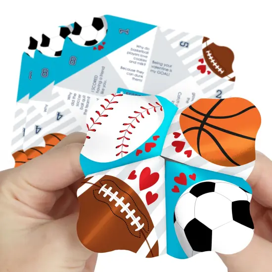 Big Dot of Happiness Go, Fight, Win - Sports - Valentine&rsquo;s Day Party Cootie Catcher Game - Valentine Jokes for Kids Fortune Tellers - Set of 12 {1}