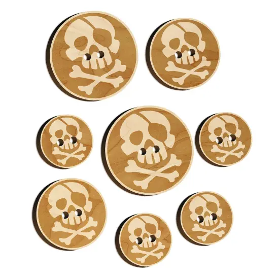Pirate Skull and Crossbones Jolly Roger Wood Buttons for Sewing Knitting Crochet DIY Craft {7}