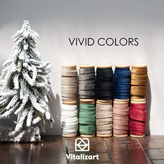 Dusty Green Velvet Ribbon Set 3/8"" x 15 Yards Wooden Spool Fabric Trim Eco-Friendly 3 Rolls * 5Yd for Christmas Wreath Decoration Handmade Craft Ornaments Gift Wrapping & Bow Making {3}