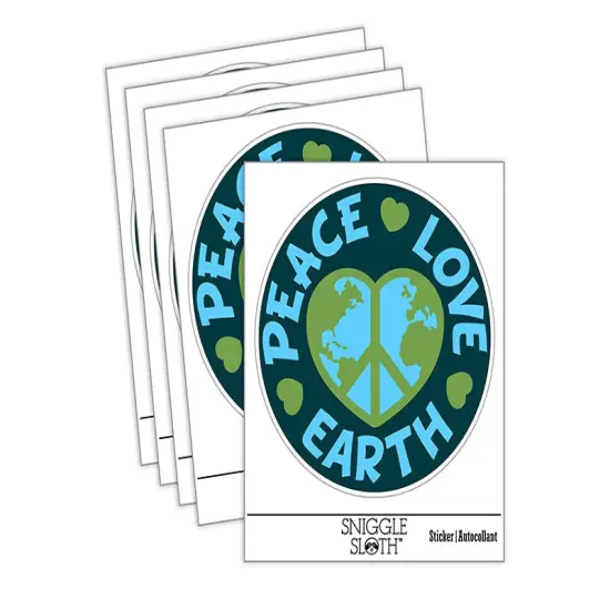 Peace Love Earth Waterproof Vinyl Phone Tablet Laptop Water Bottle Sticker Set - 5 Pack {2}