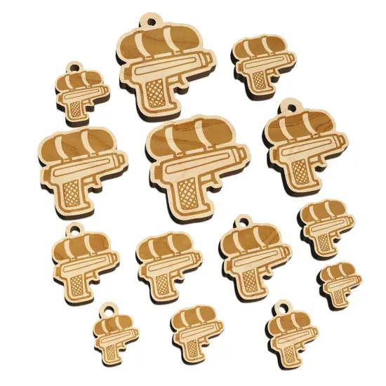 Toy Water Gun Pistol Mini Wood Shape Charms Jewelry DIY Craft {7}