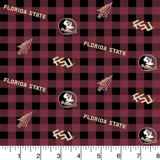 Sykel Enterprises-Florida State University Cotton Fabric-FSU Seminoles Buffalo Plaid Cotton Quilting Fabric {1}
