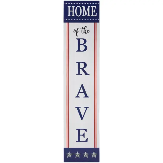 Northlight Patriotic "Home of the Brave" Wooden Porch Board Sign Decoration - 36" White {3}