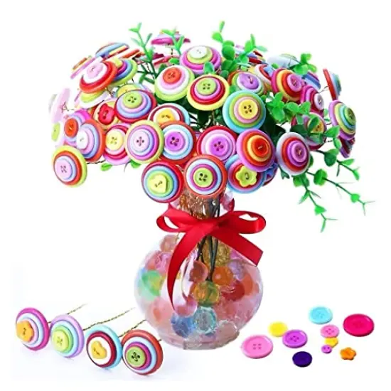 About 330 Resin Buttons of Various Specifications, Handmade Buttons, Sewing DIY Handicraft Buttons, Hand-Painted Decorative Buttons Multicolor Series {2}