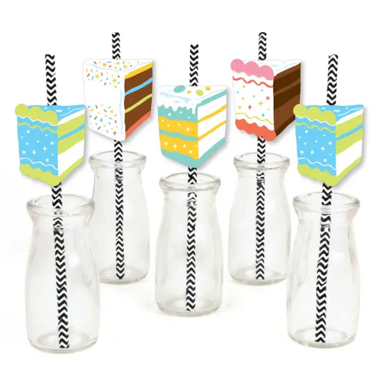Big Dot of Happiness Cake Time - Paper Straw Decor - Happy Birthday Party Striped Decorative Straws - Set of 24 {1}