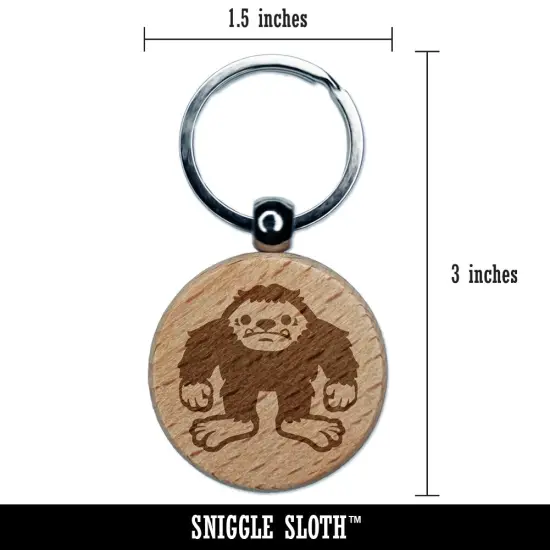 Bigfoot Sasquatch Cryptozoology Engraved Wood Round Keychain Tag Charm {2}