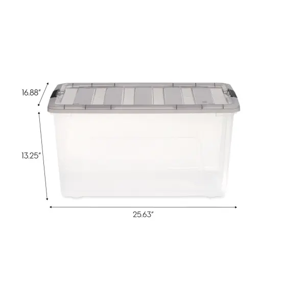 IRIS USA 72 Quart Stack & Pull Clear storage Box, Gray, 3 Pack {2}
