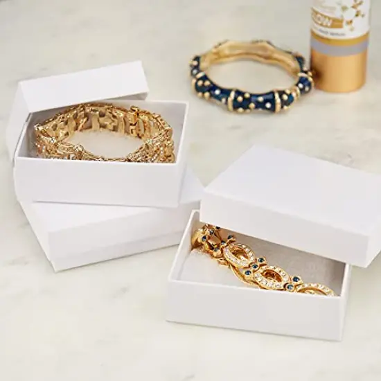 6 Pack Cotton Fill Cardboard Paper Jewelry Box Gift Case Size 3.08x2.3x1.1 Inches (White) {1}