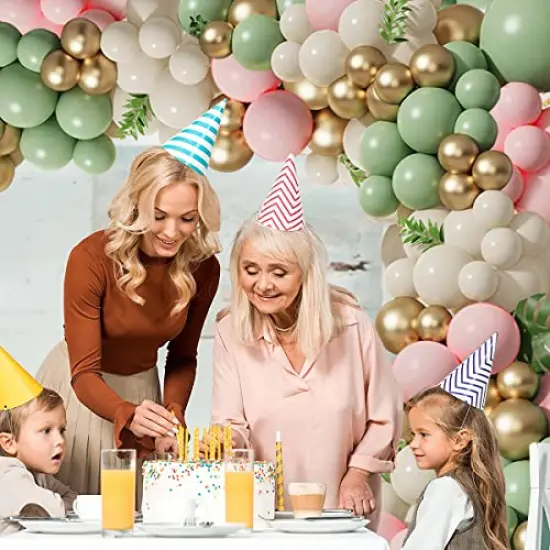 133 Pieces Green Pink Balloons Garland Kit, Olive Green Blush Pink Sand White Metallic Gold Balloons for Girl Baby Shower Bridal Shower Wedding Birthday Jungle Safari Woodland Party Decorations… {4}