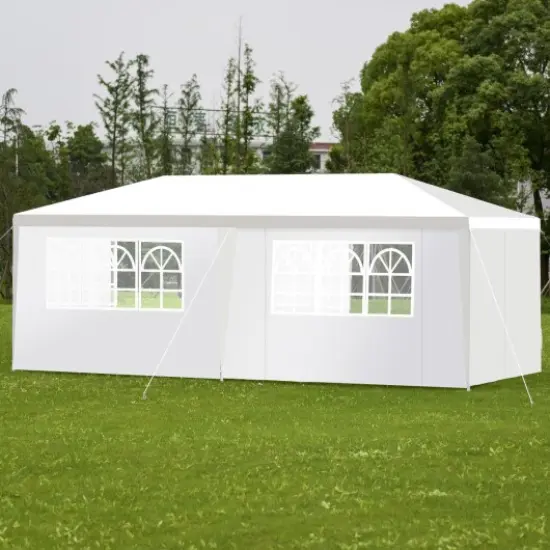 10 x 10 Feet White Heavy Duty Party Wedding Canopy Tent with 2 Zipper Doorway {2}