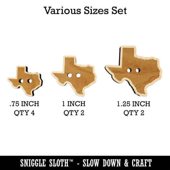 Texas State Silhouette Wood Buttons for Sewing Knitting Crochet DIY Craft {1}