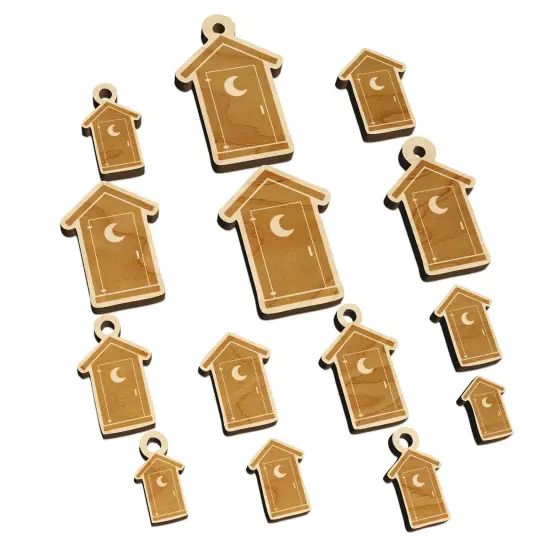 Outhouse Silhouette Toilet Mini Wood Shape Charms Jewelry DIY Craft {7}