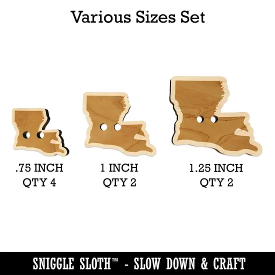 Louisiana State Silhouette Wood Buttons for Sewing Knitting Crochet DIY Craft {1}