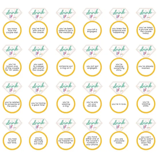 Big Dot of Happiness Drink If Game - Just Engaged - Colorful - Engagement Party Game - 24 Count {3}