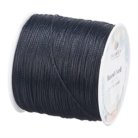 116 Yards0.5mm Black Waxed Polyester Cord, Waxed String Wax Cord Round Beading String Roll Craft Cord for Waist Beads Bracelet Necklace Jewelry Making Macrame Supplies {3}