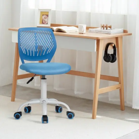 Adjustable Office Task Desk Armless Chair Turquoise {4}