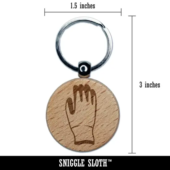 Garden Glove Gardening Work Engraved Wood Round Keychain Tag Charm {2}