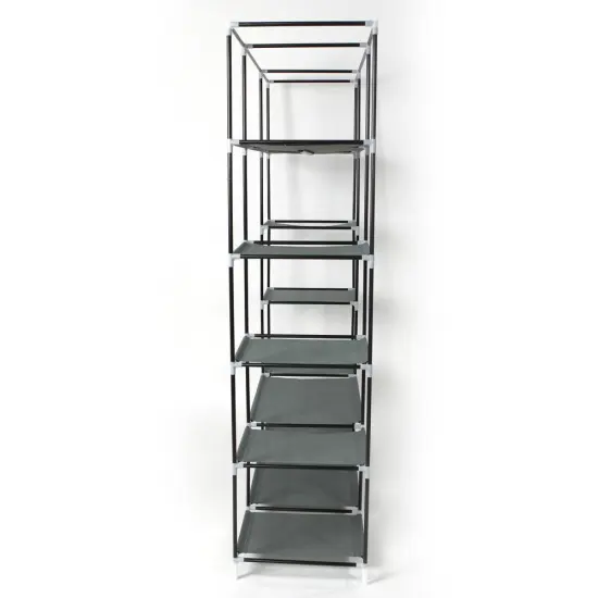 Portable Closet Wardrobe Clothes Rack Storage Organizer. Grey {8}