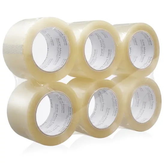 Sure-Max 6 Rolls Extra-Wide Shipping & Packing Tape (3" x 110 yard/330' each) - Moving & Adhesive Carton Sealing - 2.0mil Clear {2}
