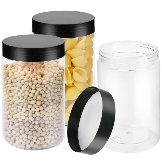 3PC Clear Large Plastic Jars Sample Container {2}