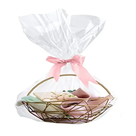 Clear Basket Bags, 24in x 30in Large Clear Cellophane Wrap for Bridal Shower Baskets & Gifts Pack Of 18 Thickness 0.75 Mil {5}