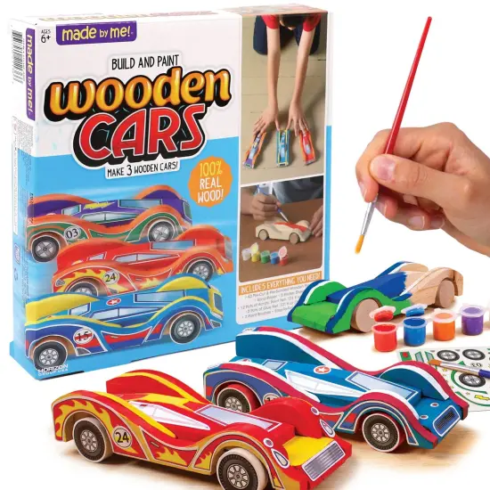 Paint Your Own Wooden Cars - DIY Wood Craft Kit, Easy To Assemble and 3 Race &ndash; Arts Crafts Kit for Kids Ages 6 And Up, Multicolor, Medium {2}