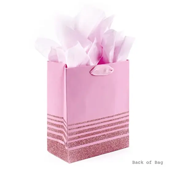 Hallmark 9" Medium Gift Bag with Tissue Paper (Pink Glitter Stripes) for Birthdays, Mothers Day, Baby Showers, Easter, Bridal Showers or Any Occasion {4}