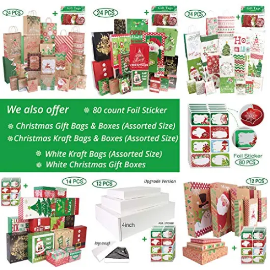 80-Count Foil Christmas Tags Sticker，8 Jumbo Designs - Xmas to from Christmas Sticker Name Tags Write On Labels - Holiday Present Labels {2}